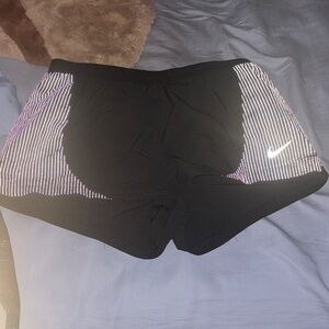 Nike Black Shorts with White and Pink Stripes